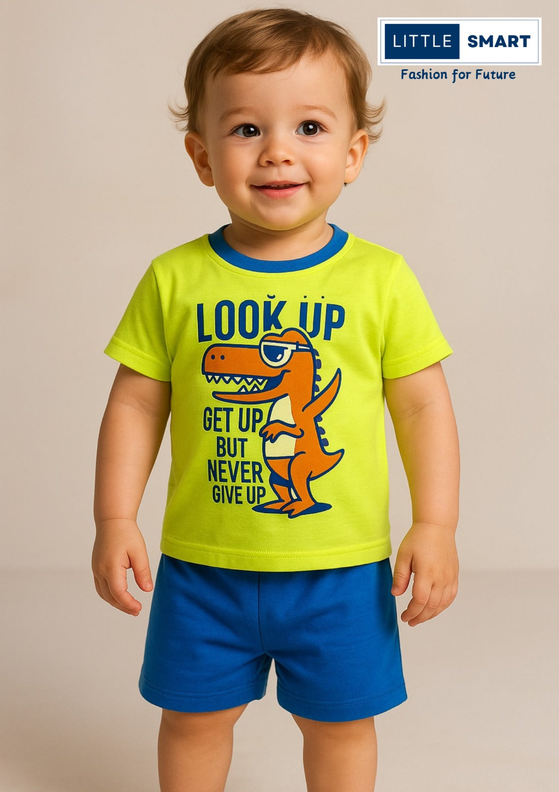 “Little Smart Boys Printed T-Shirt & Shorts Set – Pack of 3 | Soft Cotton Summer Wear”
