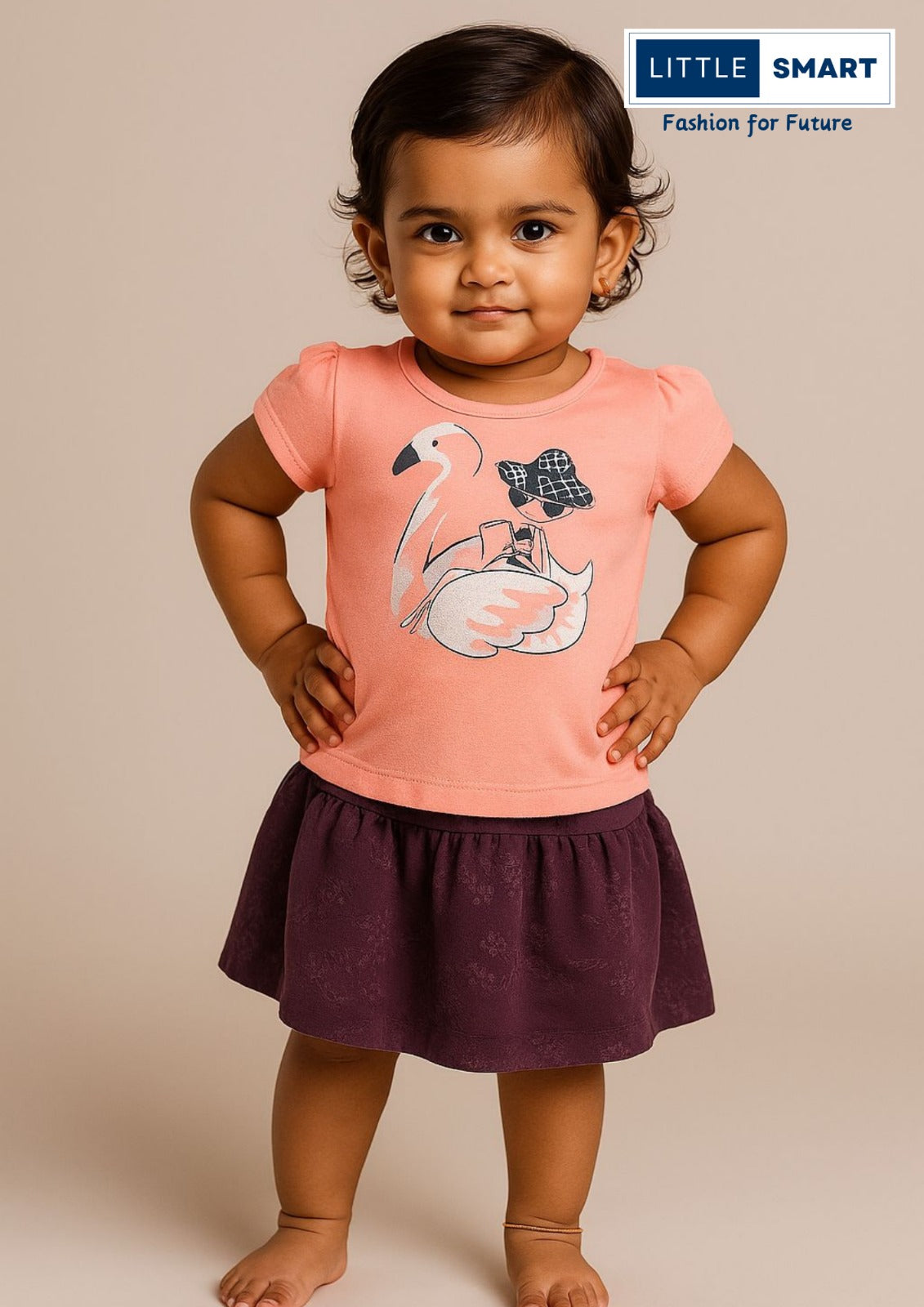 “Little Smart Girls Stylish Top & Skirt Set – Pack of 4”