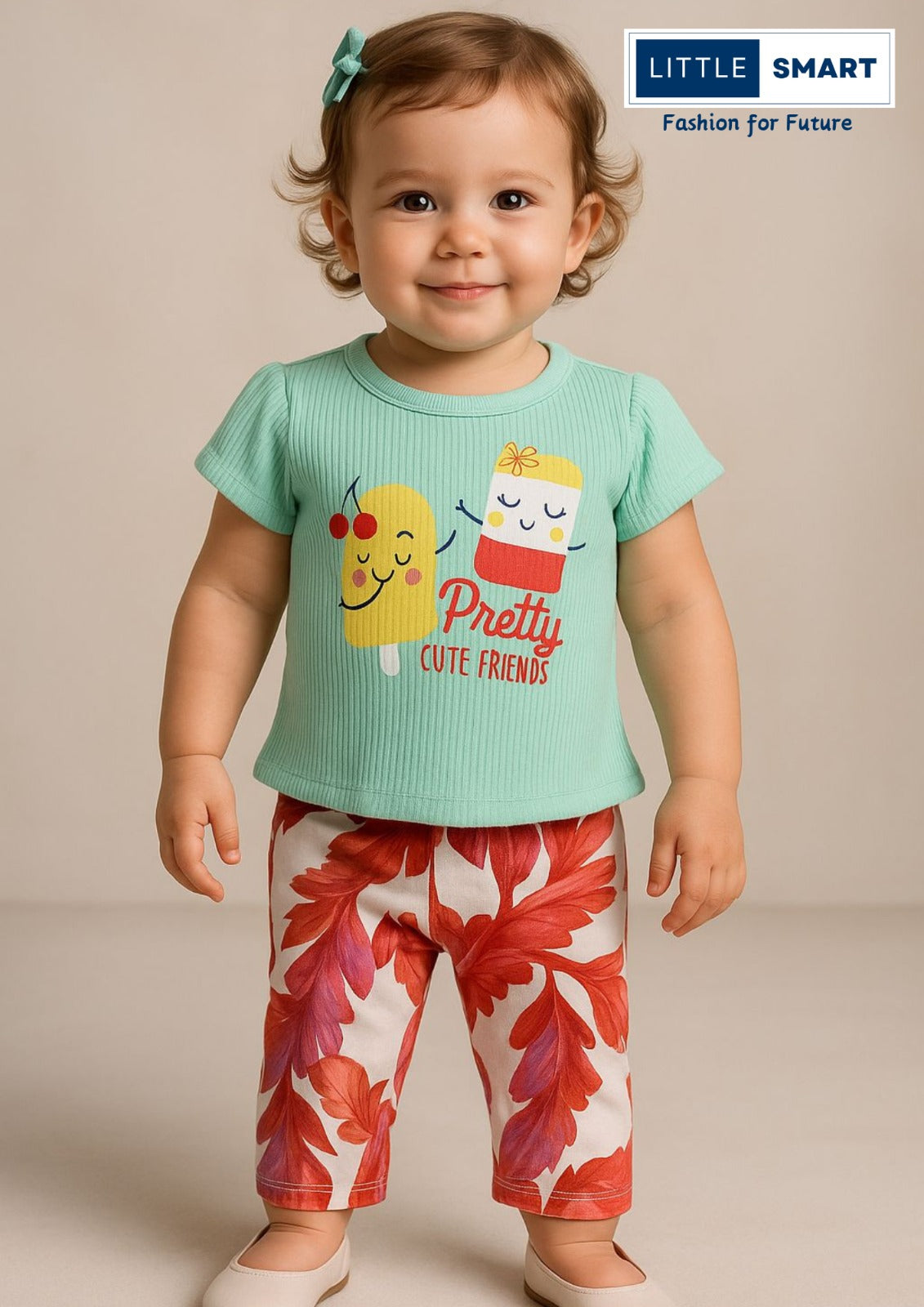 βLittle Smart Girls Cotton T-Shirt & Capris Set β Pack of 3β