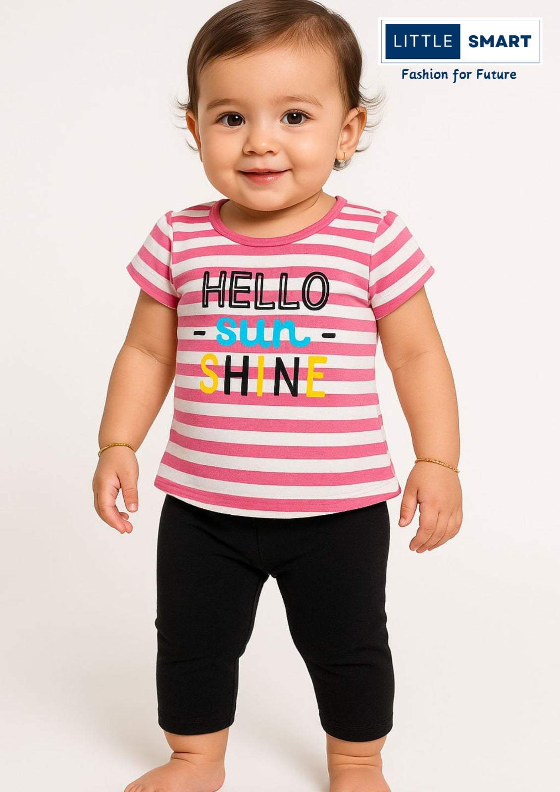 βLittle Smart Girls Cotton T-Shirt & Capris Set β Pack of 3β