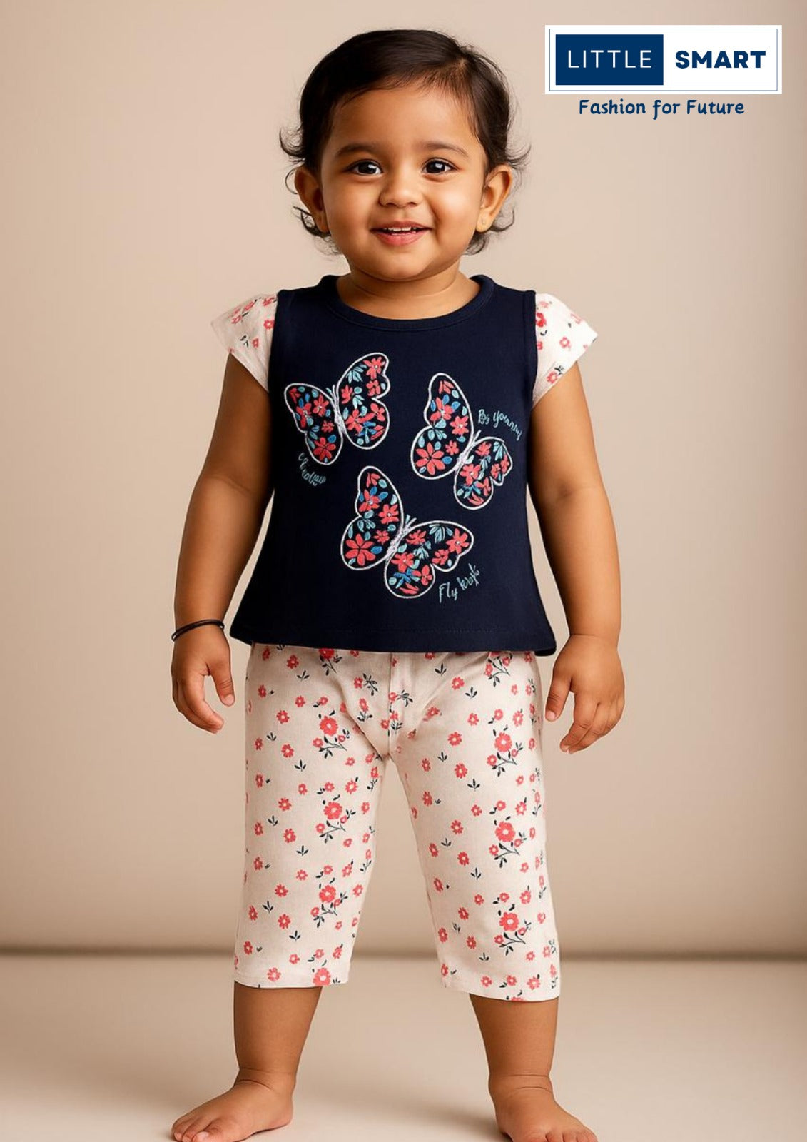 βLittle Smart Girls Cotton T-Shirt & Capris Set β Pack of 3β